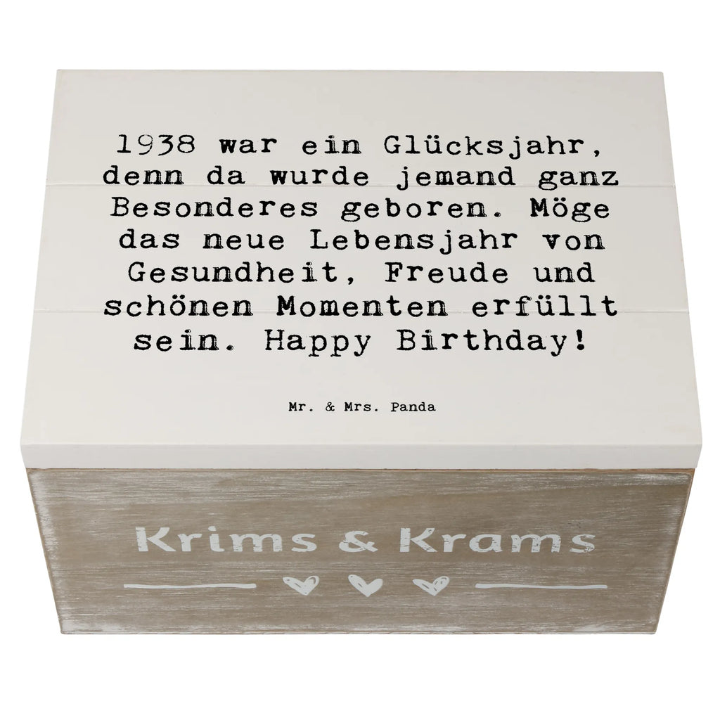Holzkiste Spruch 1938 Geburtstag Aufbewahrungsbox, Kiste, Holzkiste, XXL, Dekokiste, Schatzkiste, Erinnerungsbox, Truhe, Erinnerungskiste, Geschenkbox, Geschenkdose, Schatulle, Geburtstag, Geburtstagsgeschenk, Geschenk