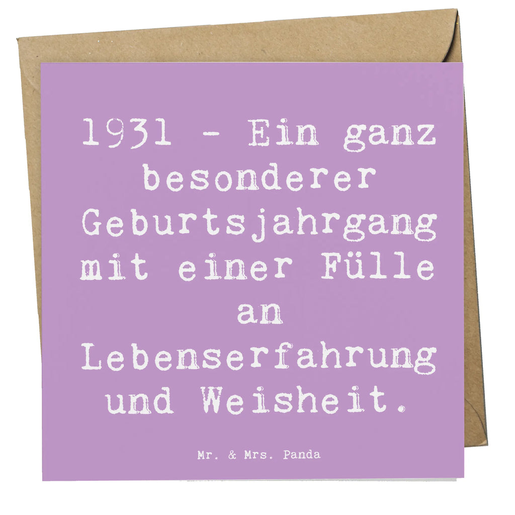 Deluxe Card Saying 1931 - Ein ganz besonderer Geburtsjahrgang mit einer Fülle an Lebenserfahrung und Weisheit. Klappkarte, Hochwertige Grußkarte, Glückwunschkarte, Hochwertige Klappkarte, Geburtstagskarte, Karte, Hochzeitskarte, Grußkarte, Einladungskarte, Geburtstag, Geburtstagsgeschenk, Geschenk