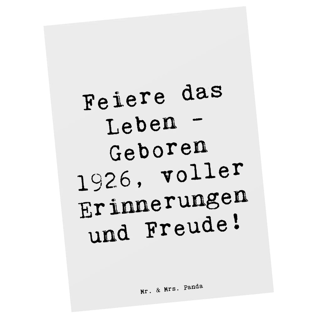 Postcard Saying Feiere das Leben - Geboren 1926, voller Erinnerungen und Freude! Einladungskarten Geburtstag, Postkarte, Karte, Einladung, Geschenkkarte, Dankeskarte, Ansichtskarten, Grußkarte, Geburtstagskarte, Einladungskarte, Einladung Geburtstag, Ansichtskarte, Geburtstag, Geburtstagsgeschenk, Geschenk