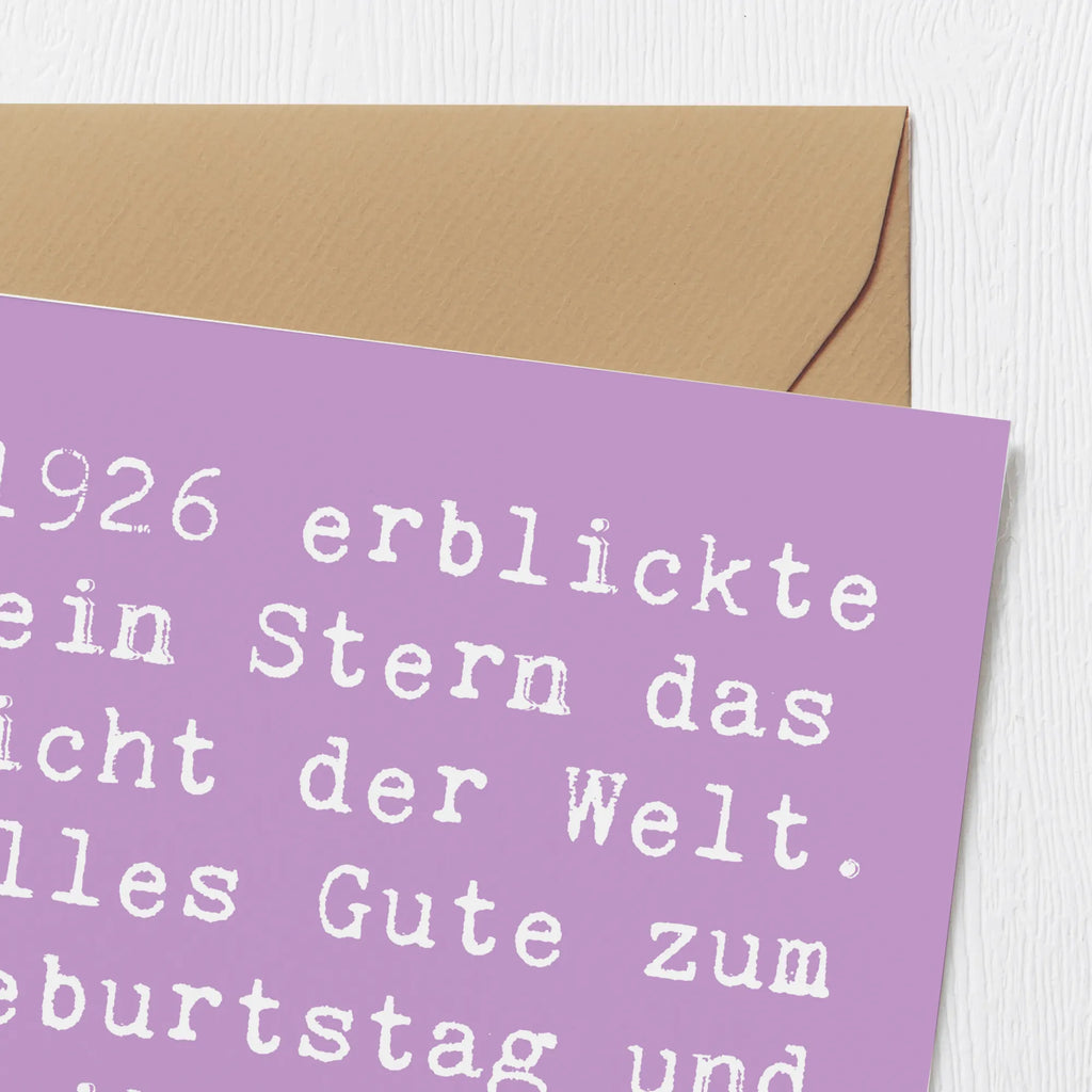 Deluxe Card Saying 1926 erblickte ein Stern das Licht der Welt. Alles Gute zum Geburtstag und bleib weiterhin so strahlend! Hochwertige Grußkarte, Karte, Hochwertige Klappkarte, Geburtstagskarte, Klappkarte, Glückwunschkarte, Einladungskarte, Hochzeitskarte, Grußkarte, Geburtstag, Geburtstagsgeschenk, Geschenk