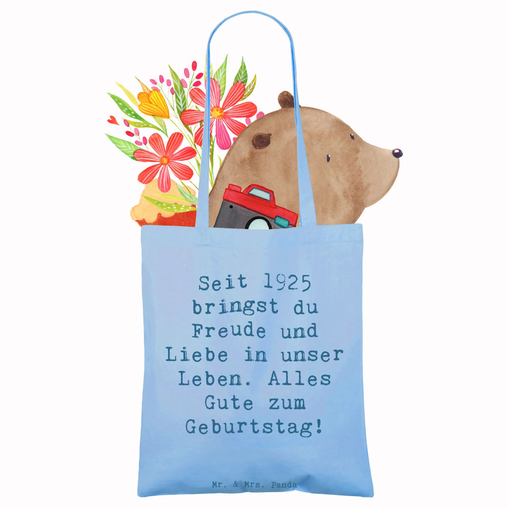 Tote bag Saying Seit 1925 bringst du Freude und Liebe in unser Leben. Alles Gute zum Geburtstag! Beuteltasche, Beutel, Einkaufstasche, Jutebeutel, Stoffbeutel, Tasche, Shopper, Umhängetasche, Strandtasche, Schultertasche, Stofftasche, Tragetasche, Badetasche, Jutetasche, Einkaufstüte, Laptoptasche, Geburtstag, Geburtstagsgeschenk, Geschenk
