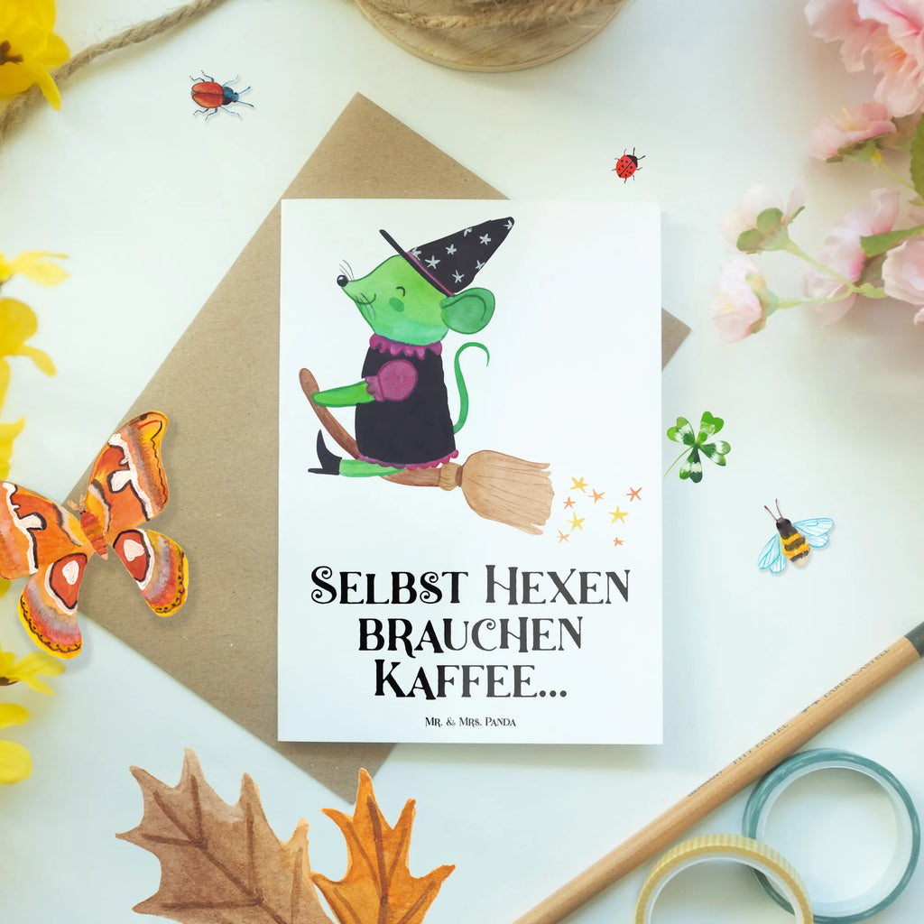 Greetings card Selbst Hexen brauchen Kaffee... Karte, Klappkarte, Einladungskarte, Hochzeitskarte, Geburtstagskarte, Glückwunschkarte, Grußkarte, Ansichtskarten, Halloween, Deko, Martinssingen, Dekoration, Geschenke, Schenken