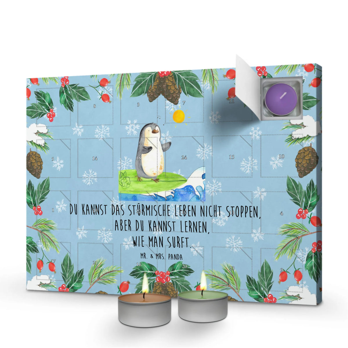 Duftkerzen Adventskalender Pinguin Surfer