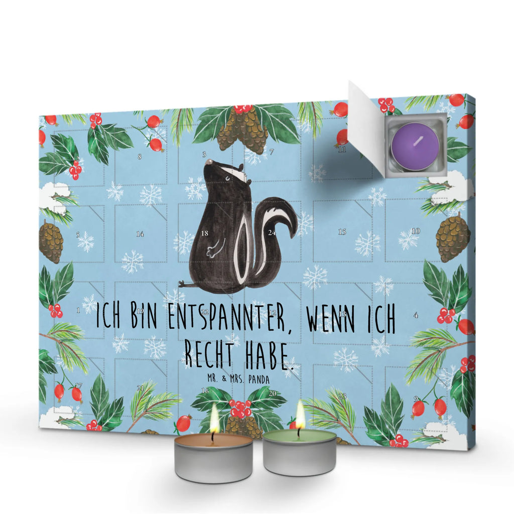Scented candle advent calendar skunk Sit law, predator, wild animal, know-it-all, stinky