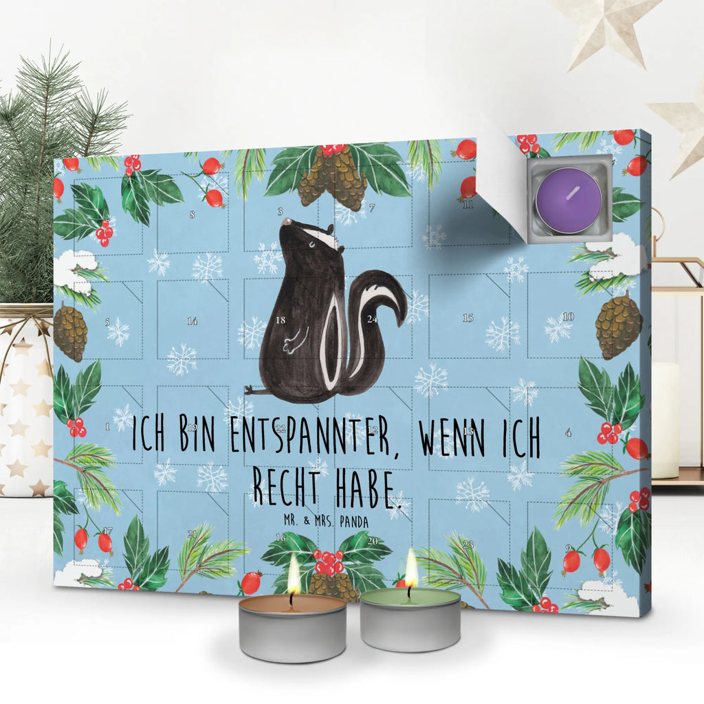 Scented candle advent calendar skunk Sit law, predator, wild animal, know-it-all, stinky
