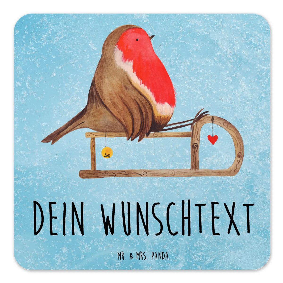 Personalised Coaster Set robin Sleds Christmas time, snow, sleigh, bird