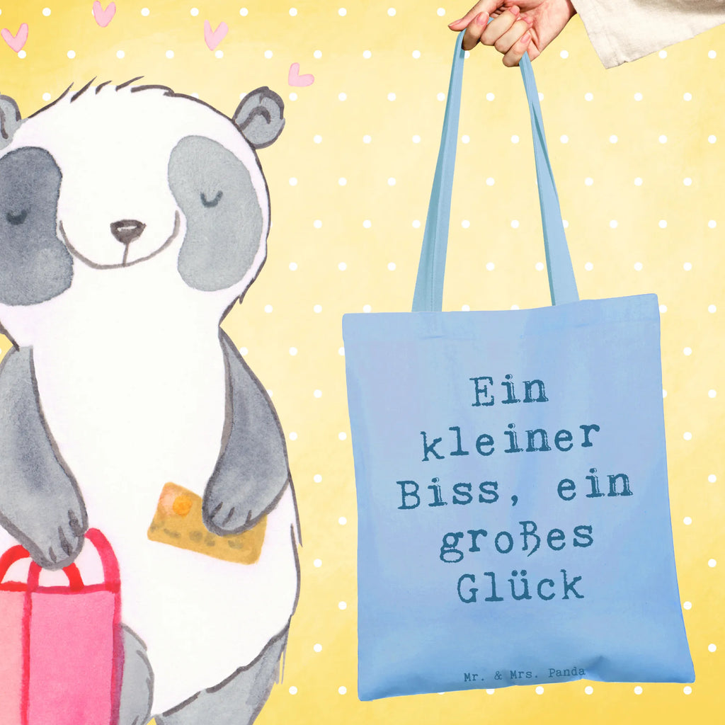 Tote bag Saying Ein kleiner Biss, ein großes Glück Beuteltasche, Beutel, Einkaufstasche, Jutebeutel, Stoffbeutel, Tasche, Shopper, Umhängetasche, Strandtasche, Schultertasche, Stofftasche, Tragetasche, Badetasche, Jutetasche, Einkaufstüte, Laptoptasche, Hund, Hunderasse, Rassehund, Hundebesitzer, Geschenk, Tierfreund, Schenken, Welpe