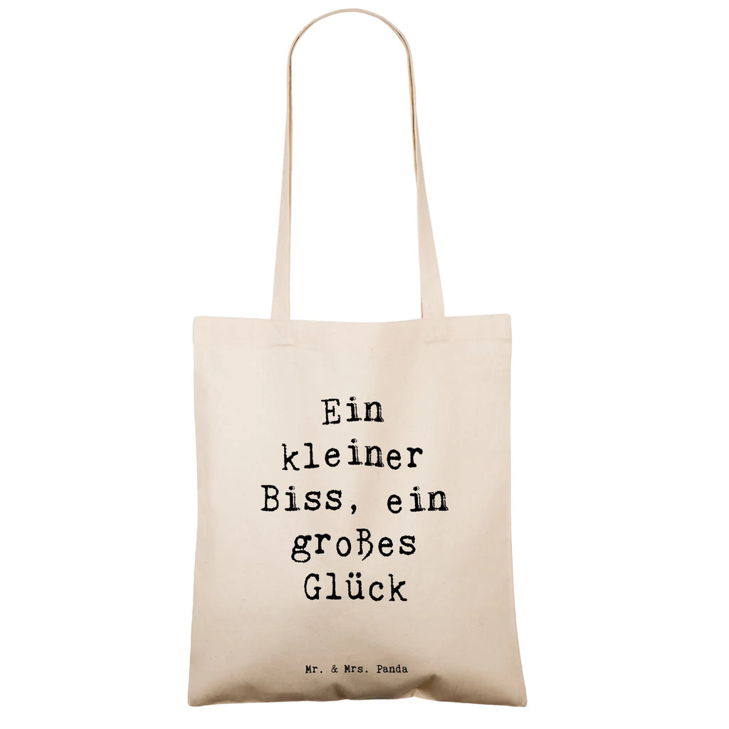 Tote bag Saying Ein kleiner Biss, ein großes Glück Beuteltasche, Beutel, Einkaufstasche, Jutebeutel, Stoffbeutel, Tasche, Shopper, Umhängetasche, Strandtasche, Schultertasche, Stofftasche, Tragetasche, Badetasche, Jutetasche, Einkaufstüte, Laptoptasche, Hund, Hunderasse, Rassehund, Hundebesitzer, Geschenk, Tierfreund, Schenken, Welpe