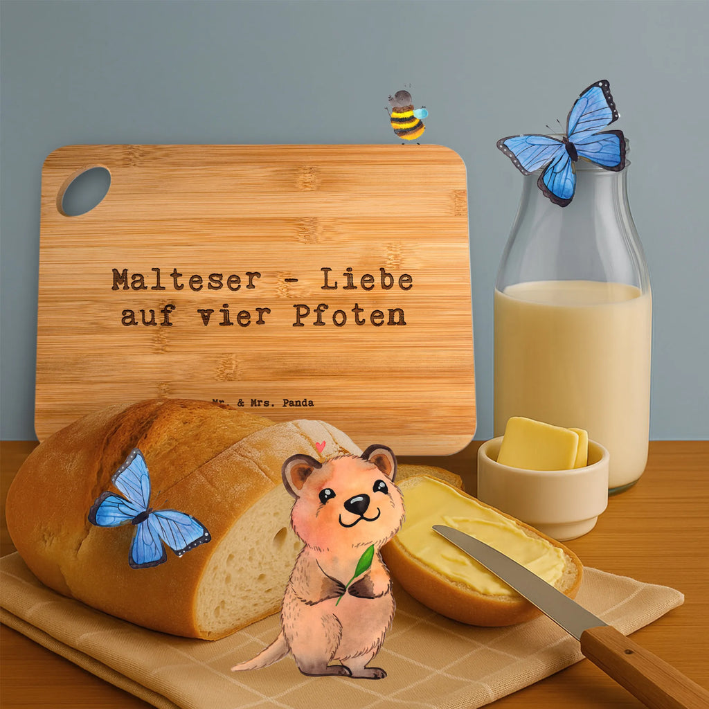 Bambus - deska do krojenia Przysłowie Malteser - Liebe auf vier Pfoten Pies, rasa psa, pies rasowy, właściciel psa, prezent, miłośnik zwierząt, dawanie, szczeniak