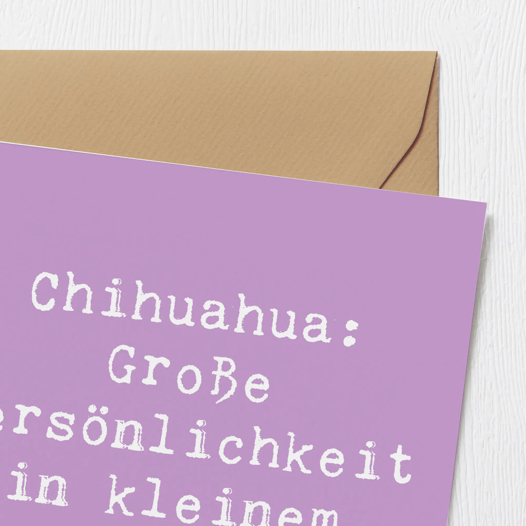 Deluxe Karte Spruch Chihuahua Persönlichkeit Karte, Grußkarte, Klappkarte, Hochwertige Grußkarte, Glückwunschkarte, Hochwertige Klappkarte, Geburtstagskarte, Hochzeitskarte, Einladungskarte, Hund, Hunderasse, Rassehund, Hundebesitzer, Geschenk, Tierfreund, Schenken, Welpe