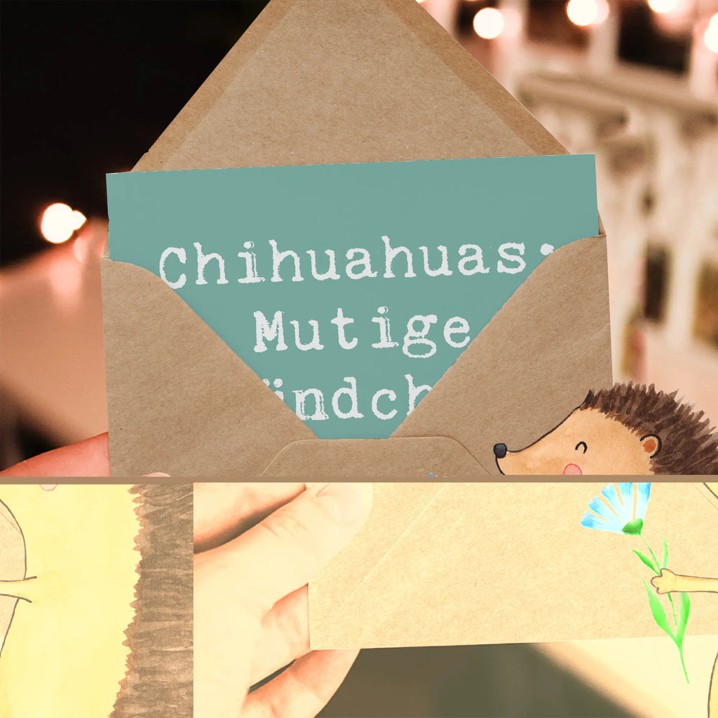 Deluxe Card Saying Chihuahuas: Mutige Hündchen mit großem Herz Karte, Hochzeitskarte, Glückwunschkarte, Geburtstagskarte, Klappkarte, Hochwertige Klappkarte, Hochwertige Grußkarte, Grußkarte, Einladungskarte, Hund, Hunderasse, Rassehund, Hundebesitzer, Geschenk, Tierfreund, Schenken, Welpe