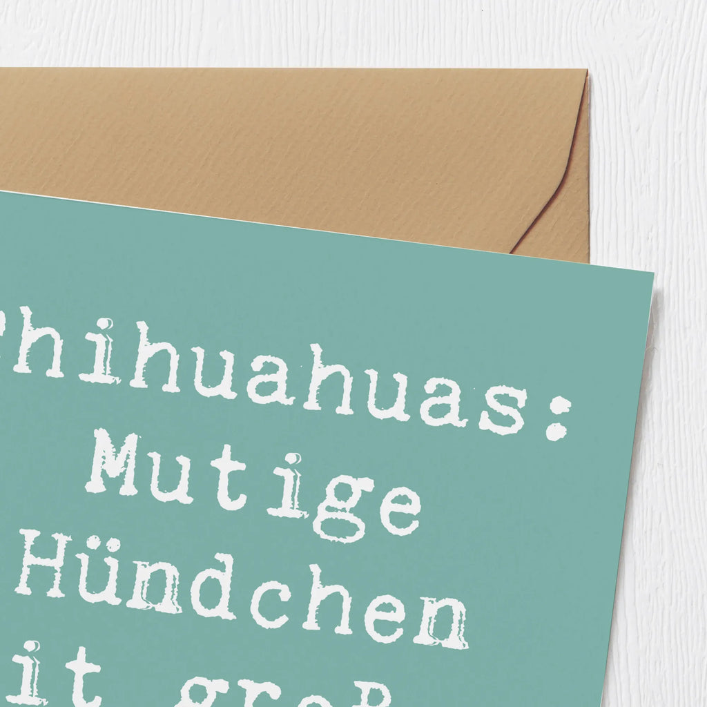 Deluxe Card Saying Chihuahuas: Mutige Hündchen mit großem Herz Karte, Hochzeitskarte, Glückwunschkarte, Geburtstagskarte, Klappkarte, Hochwertige Klappkarte, Hochwertige Grußkarte, Grußkarte, Einladungskarte, Hund, Hunderasse, Rassehund, Hundebesitzer, Geschenk, Tierfreund, Schenken, Welpe