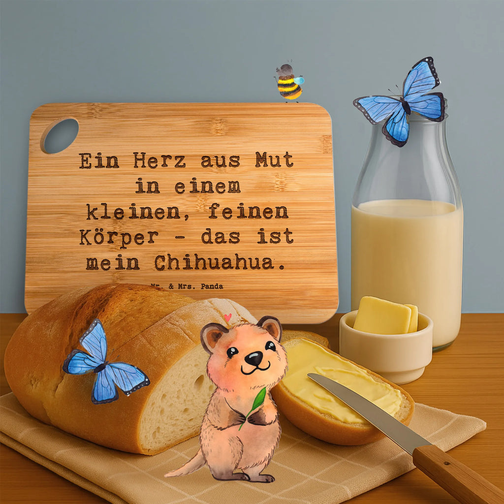 Bamboo chopping board Saying Ein Herz aus Mut in einem kleinen, feinen Körper - das ist mein Chihuahua. cutting block, slices, nature, solid, dulcimer, cutting board, breakfast board, engraving, breakfast, board, robust, carving board, kitchen board, wood, bamboo, kitchen, Dog, dog breed, purebred dog, dog owner, gift, animal lover, giving, puppy