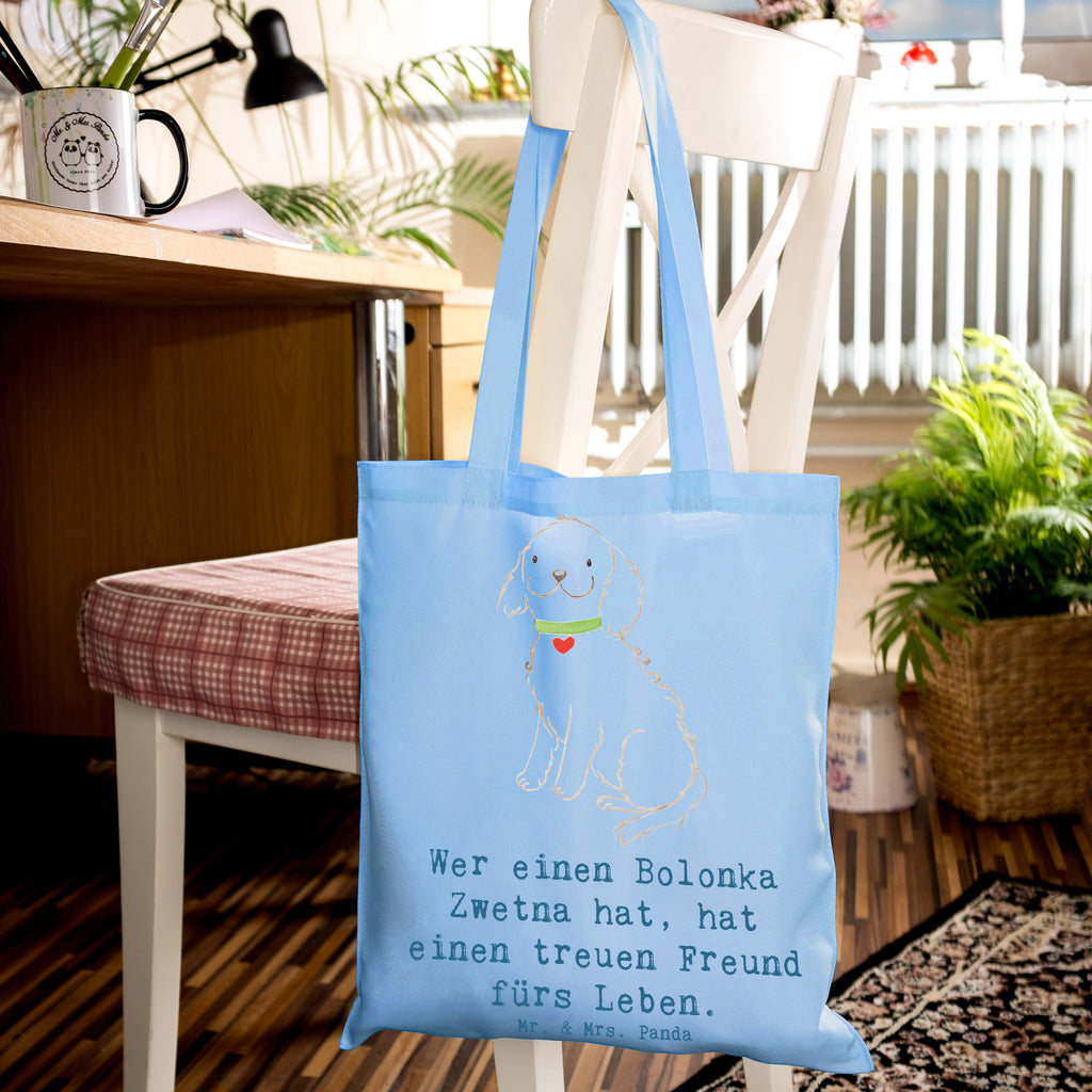 Tote bag Wer einen Bolonka Zwetna hat, hat einen treuen Freund fürs Leben. Beuteltasche, Jutebeutel, Jutetasche, Badetasche, Laptoptasche, Stofftasche, Beutel, Umhängetasche, Strandtasche, Tragetasche, Shopper, Einkaufstasche, Stoffbeutel, Schultertasche, Einkaufstüte, Tasche, Hund, Hunderasse, Rassehund, Hundebesitzer, Geschenk, Tierfreund, Schenken, Welpe