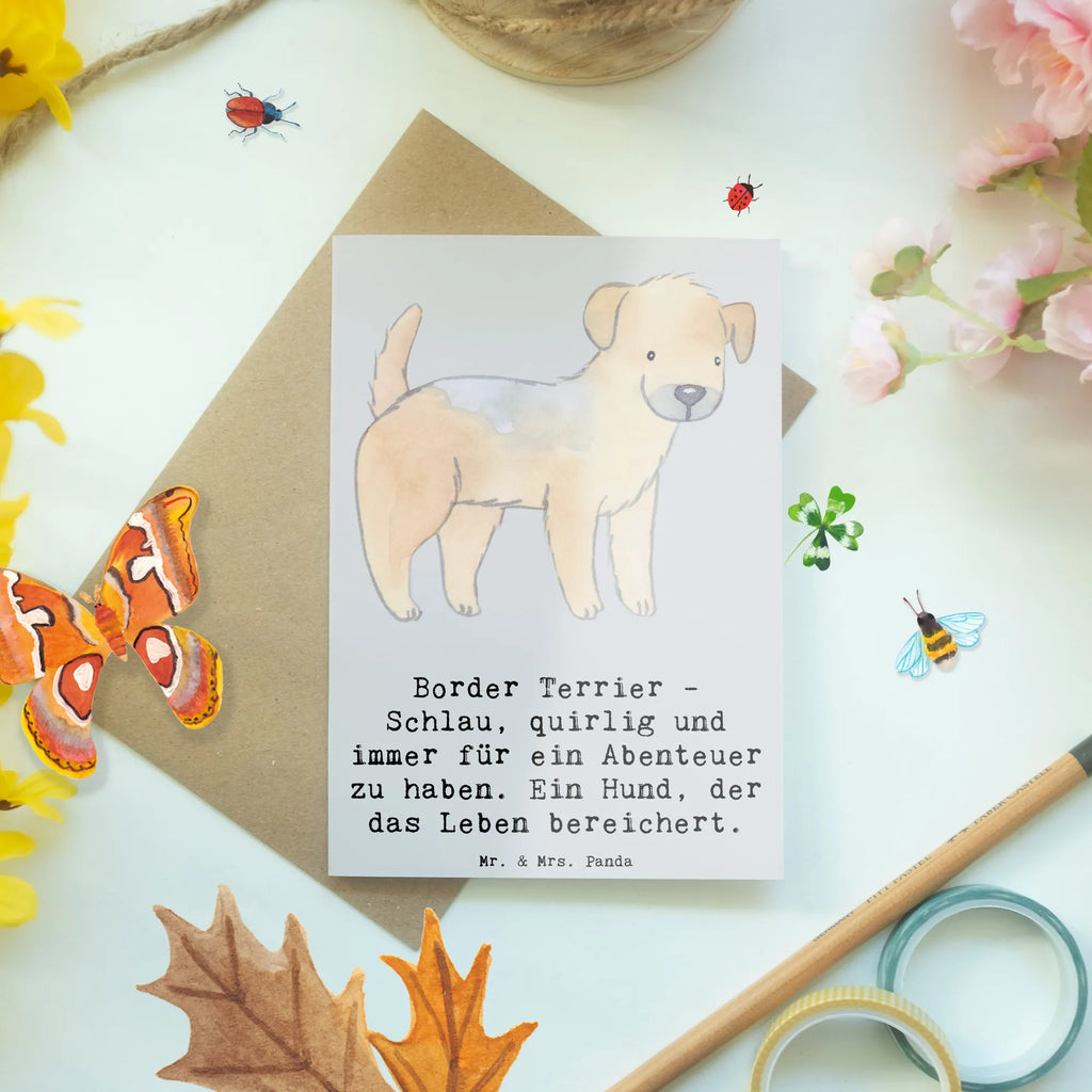 Grußkarte Border Terrier Abenteuer Geburtstagskarte, Grußkarte, Glückwunschkarte, Karte, Hochzeitskarte, Klappkarte, Ansichtskarten, Einladungskarte, Hund, Hunderasse, Rassehund, Hundebesitzer, Geschenk, Tierfreund, Schenken, Welpe