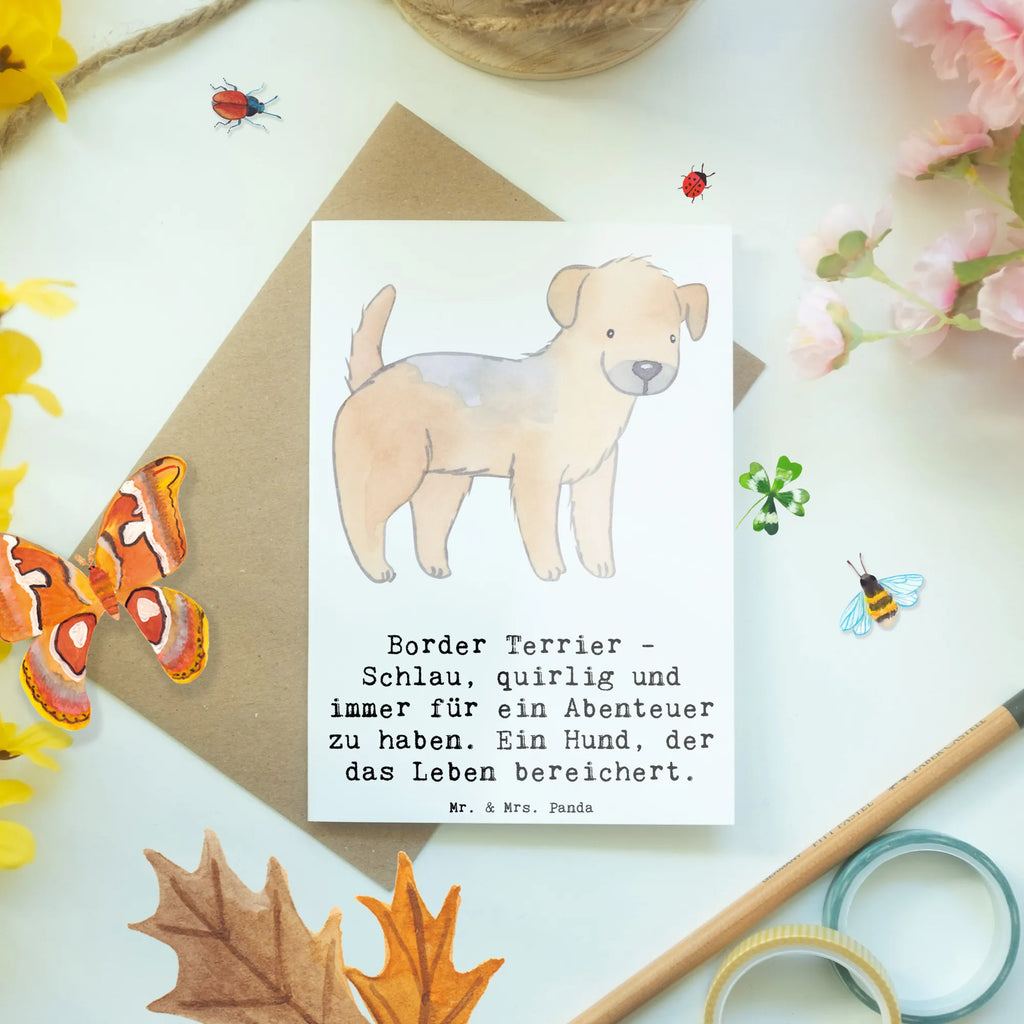 Grußkarte Border Terrier Abenteuer Geburtstagskarte, Grußkarte, Glückwunschkarte, Karte, Hochzeitskarte, Klappkarte, Ansichtskarten, Einladungskarte, Hund, Hunderasse, Rassehund, Hundebesitzer, Geschenk, Tierfreund, Schenken, Welpe