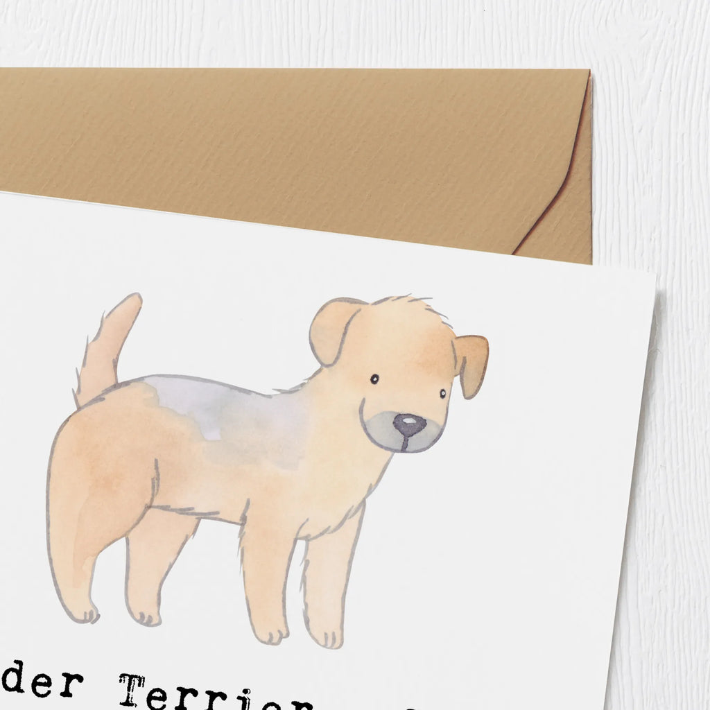 Deluxe Karte Border Terrier Freunde Klappkarte, Einladungskarte, Grußkarte, Karte, Glückwunschkarte, Hochzeitskarte, Hochwertige Klappkarte, Geburtstagskarte, Hochwertige Grußkarte, Hund, Hunderasse, Rassehund, Hundebesitzer, Geschenk, Tierfreund, Schenken, Welpe