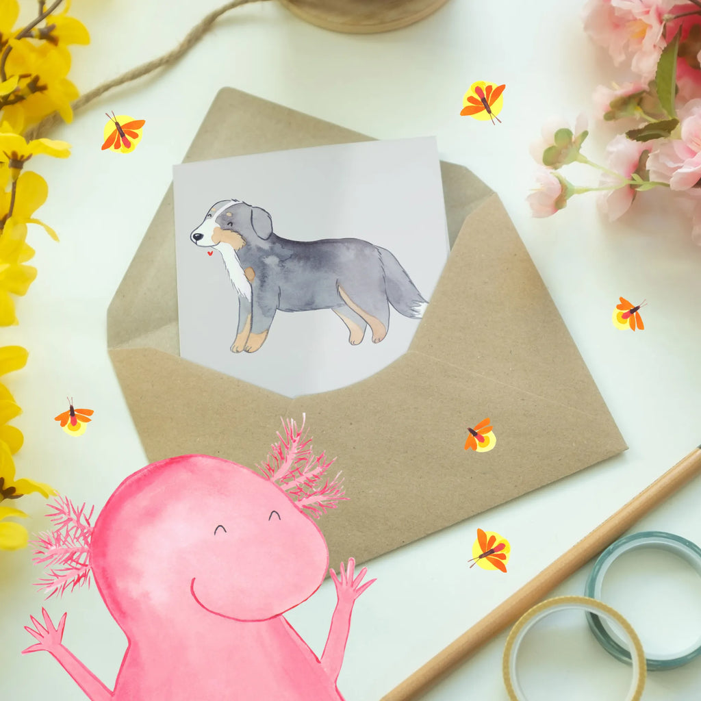 Greetings card Berner Sennenhunde - Treue Begleiter mit einem Herzen aus Gold Glückwunschkarte, Grußkarte, Hochzeitskarte, Klappkarte, Karte, Geburtstagskarte, Einladungskarte, Ansichtskarten, Hund, Hunderasse, Rassehund, Hundebesitzer, Geschenk, Tierfreund, Schenken, Welpe