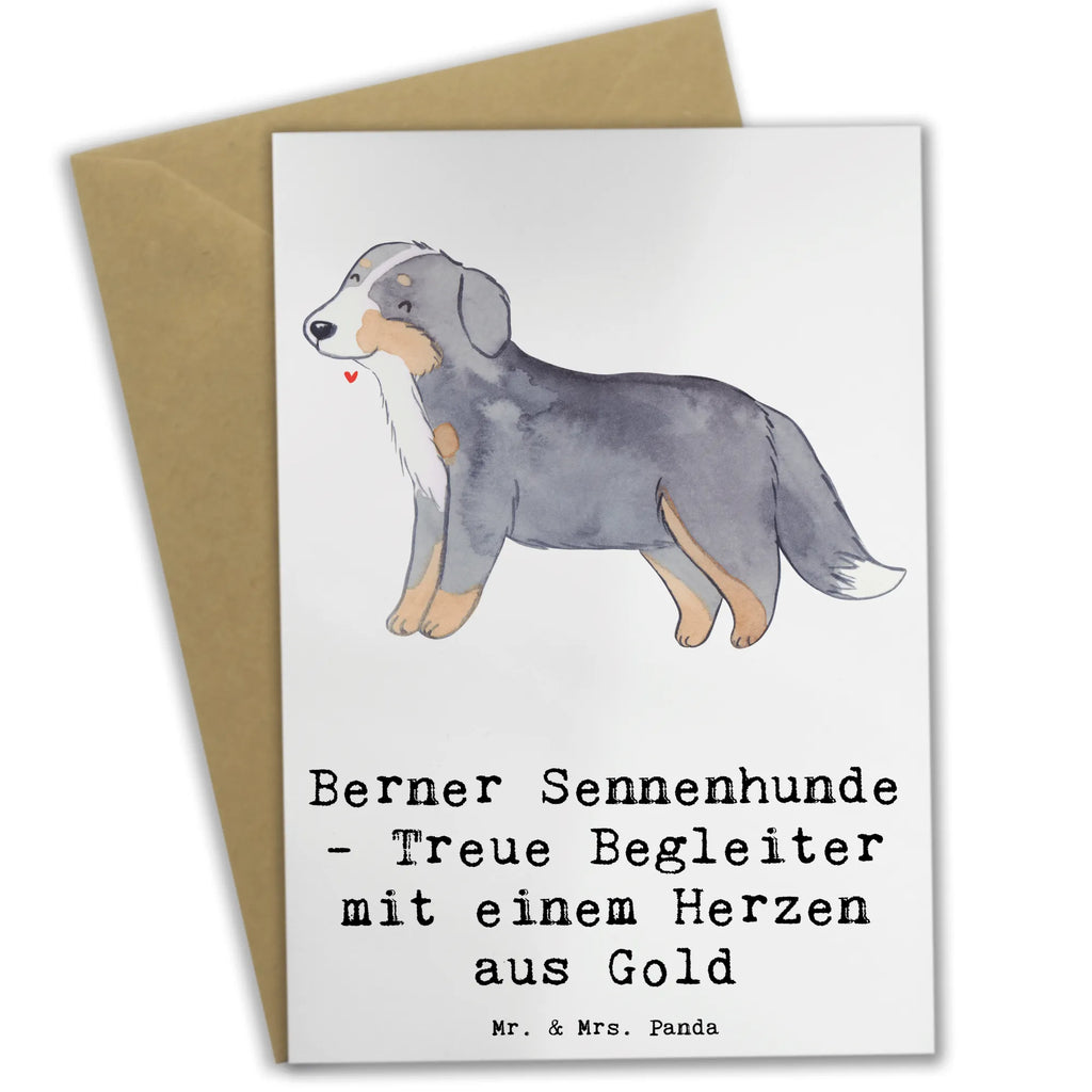 Greetings card Berner Sennenhunde - Treue Begleiter mit einem Herzen aus Gold Glückwunschkarte, Grußkarte, Hochzeitskarte, Klappkarte, Karte, Geburtstagskarte, Einladungskarte, Ansichtskarten, Hund, Hunderasse, Rassehund, Hundebesitzer, Geschenk, Tierfreund, Schenken, Welpe