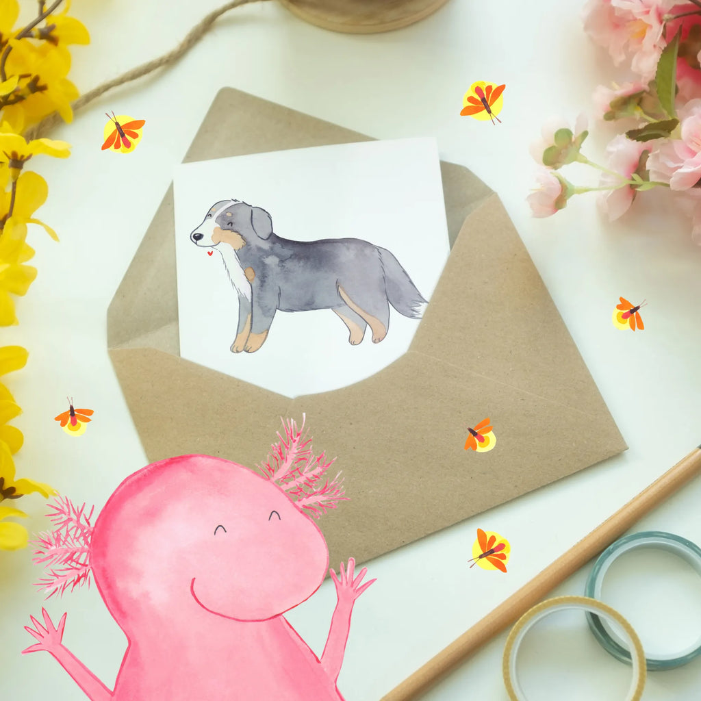 Greetings card Berner Sennenhunde - Treue Begleiter mit einem Herzen aus Gold Glückwunschkarte, Grußkarte, Hochzeitskarte, Klappkarte, Karte, Geburtstagskarte, Einladungskarte, Ansichtskarten, Hund, Hunderasse, Rassehund, Hundebesitzer, Geschenk, Tierfreund, Schenken, Welpe