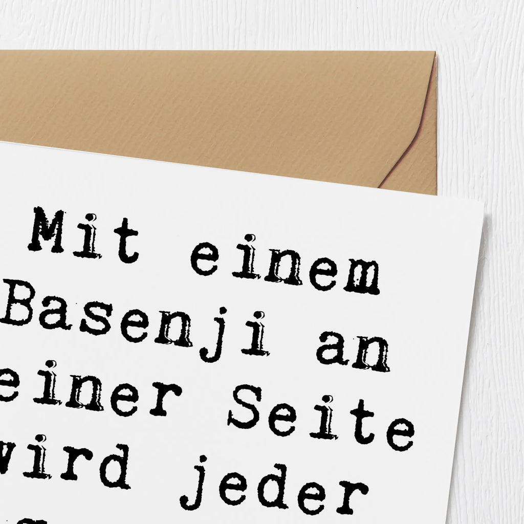 Deluxe Card Saying Mit einem Basenji an deiner Seite wird jeder Tag zu etwas Besonderem! Geburtstagskarte, Glückwunschkarte, Einladungskarte, Karte, Hochwertige Grußkarte, Klappkarte, Hochzeitskarte, Grußkarte, Hochwertige Klappkarte, Hund, Hunderasse, Rassehund, Hundebesitzer, Geschenk, Tierfreund, Schenken, Welpe