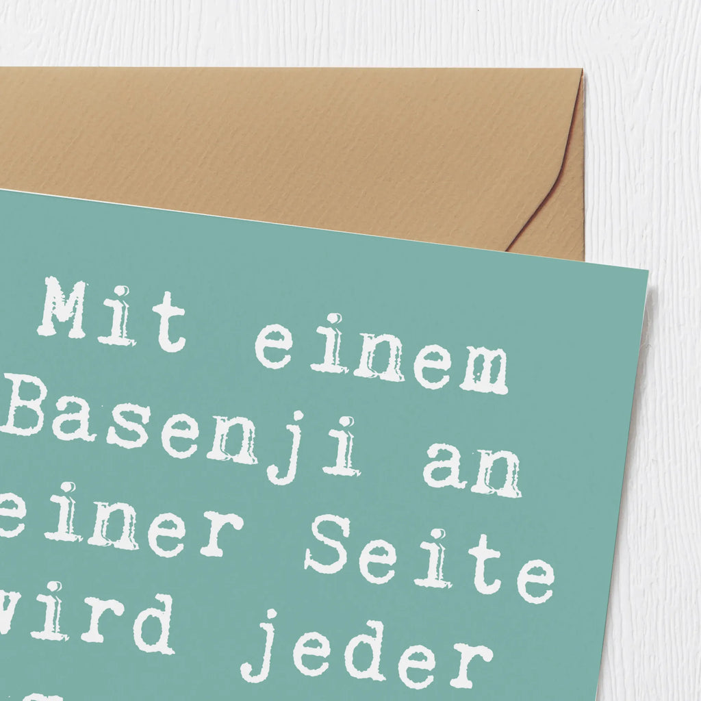 Deluxe Card Saying Mit einem Basenji an deiner Seite wird jeder Tag zu etwas Besonderem! Geburtstagskarte, Glückwunschkarte, Einladungskarte, Karte, Hochwertige Grußkarte, Klappkarte, Hochzeitskarte, Grußkarte, Hochwertige Klappkarte, Hund, Hunderasse, Rassehund, Hundebesitzer, Geschenk, Tierfreund, Schenken, Welpe