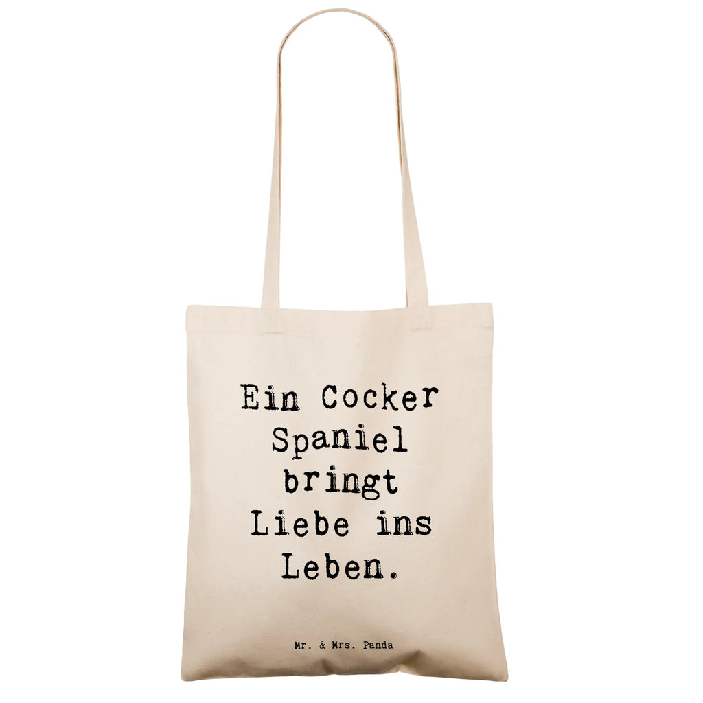 Tote bag Saying Ein Cocker Spaniel bringt Liebe ins Leben. Tragetasche, Beutel, Umhängetasche, Jutebeutel, Strandtasche, Laptoptasche, Shopper, Einkaufstüte, Stoffbeutel, Tasche, Einkaufstasche, Jutetasche, Stofftasche, Badetasche, Schultertasche, Beuteltasche, Hund, Hunderasse, Rassehund, Hundebesitzer, Geschenk, Tierfreund, Schenken, Welpe