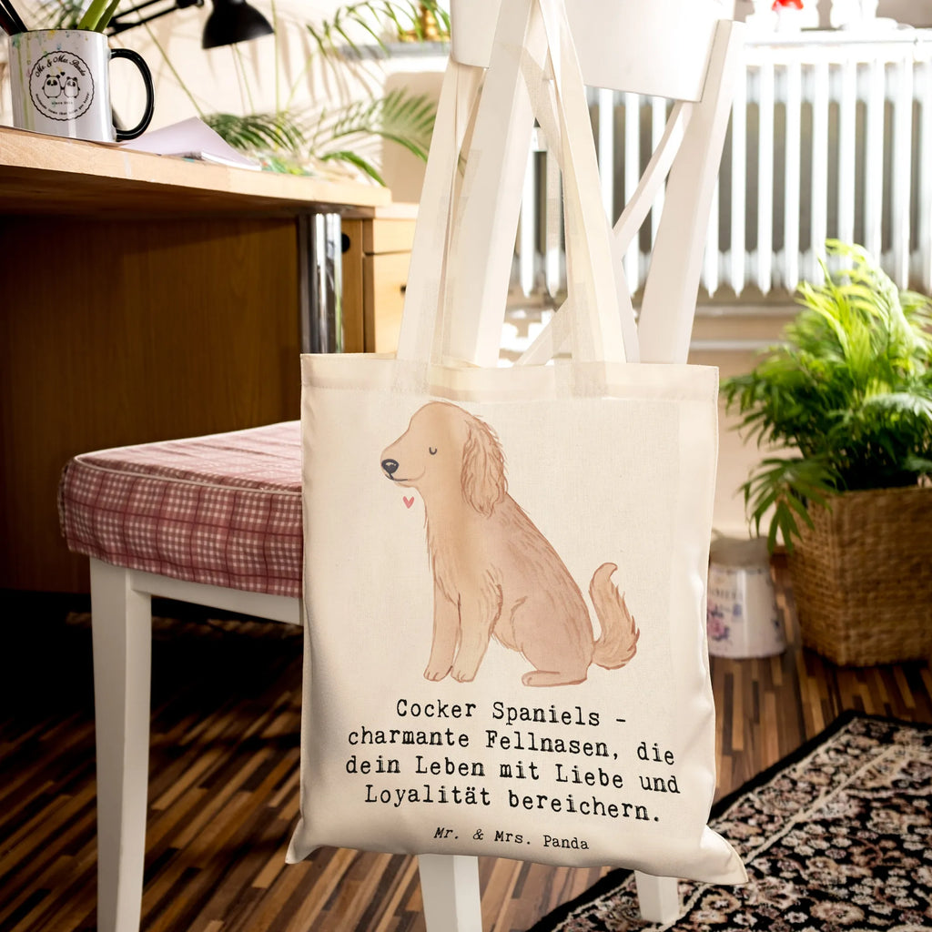 Tote bag Cocker Spaniels - charmante Fellnasen, die dein Leben mit Liebe und Loyalität bereichern. Tasche, Einkaufstüte, Stofftasche, Umhängetasche, Tragetasche, Stoffbeutel, Einkaufstasche, Shopper, Laptoptasche, Badetasche, Beutel, Jutebeutel, Beuteltasche, Strandtasche, Jutetasche, Schultertasche, Hund, Hunderasse, Rassehund, Hundebesitzer, Geschenk, Tierfreund, Schenken, Welpe