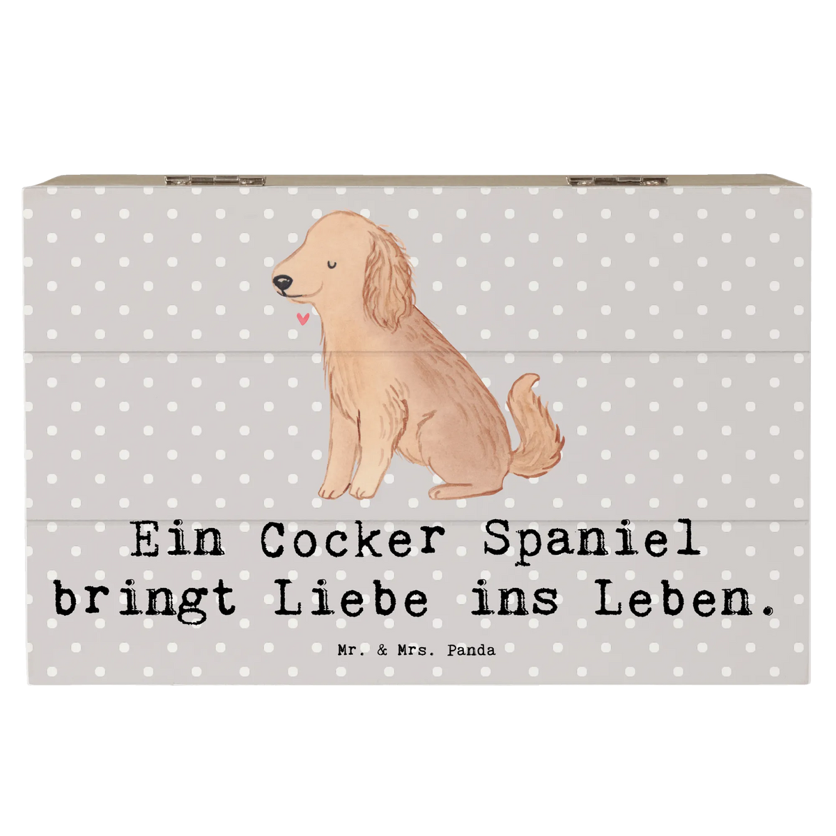 Skrzynia drewniana Ein Cocker Spaniel bringt Liebe ins Leben. miłośnik zwierząt, właściciel psa, pies rasowy, Pies, rasa psa, dawanie, prezent, szczeniak