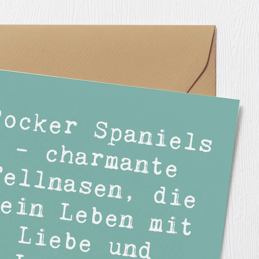 Deluxe Card Saying Cocker Spaniels - charmante Fellnasen, die dein Leben mit Liebe und Loyalität bereichern. Grußkarte, Hochzeitskarte, Glückwunschkarte, Klappkarte, Einladungskarte, Geburtstagskarte, Karte, Hochwertige Klappkarte, Hochwertige Grußkarte, Hund, Hunderasse, Rassehund, Hundebesitzer, Geschenk, Tierfreund, Schenken, Welpe