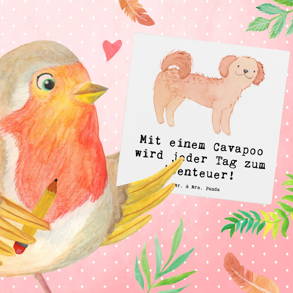 Deluxe Card Mit einem Cavapoo wird jeder Tag zum Abenteuer! Hochwertige Klappkarte, Geburtstagskarte, Hochzeitskarte, Klappkarte, Karte, Hochwertige Grußkarte, Einladungskarte, Glückwunschkarte, Grußkarte, Hund, Hunderasse, Rassehund, Hundebesitzer, Geschenk, Tierfreund, Schenken, Welpe