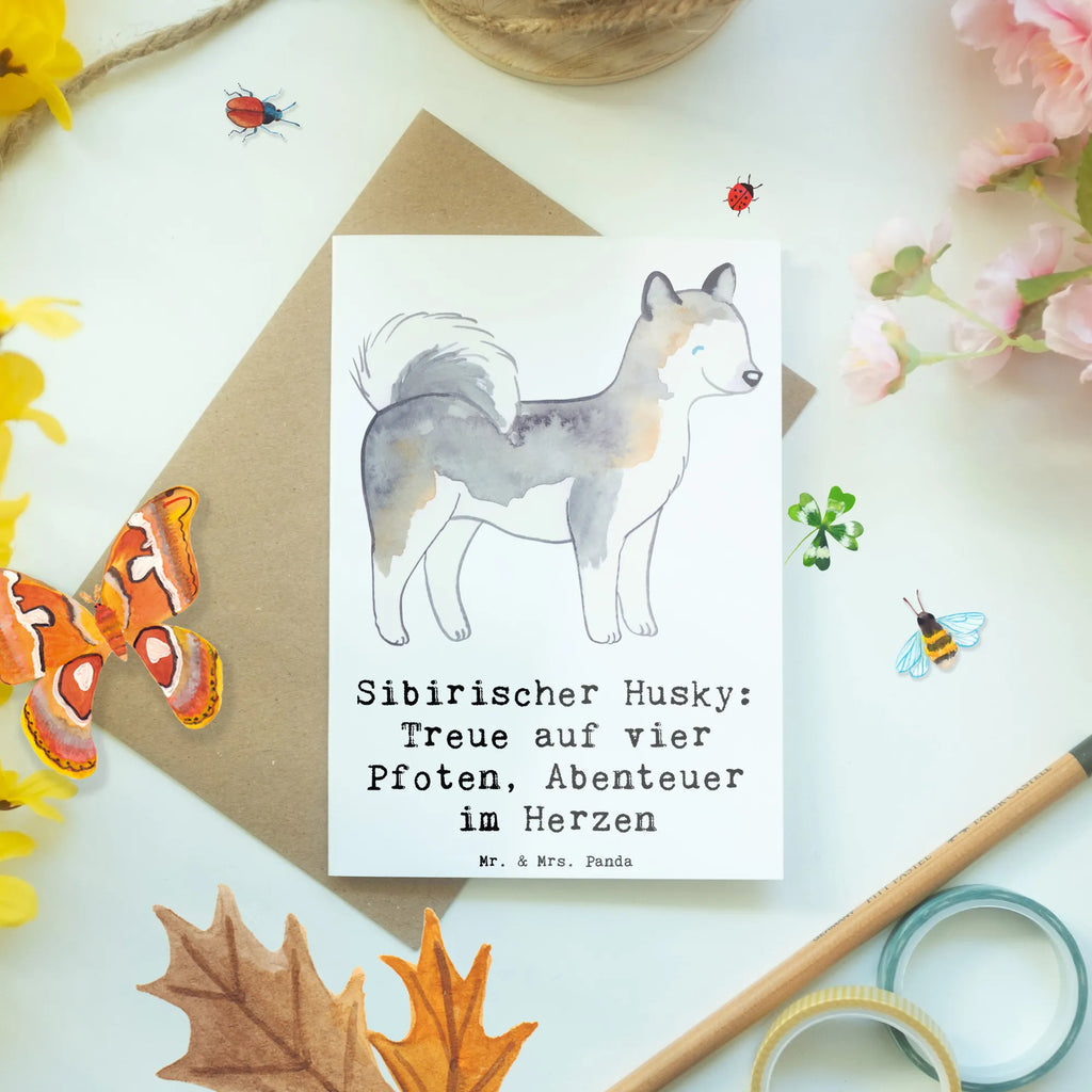 Greetings card Sibirischer Husky: Treue auf vier Pfoten, Abenteuer im Herzen Glückwunschkarte, Geburtstagskarte, Klappkarte, Grußkarte, Karte, Ansichtskarten, Hochzeitskarte, Einladungskarte, Hund, Hunderasse, Rassehund, Hundebesitzer, Geschenk, Tierfreund, Schenken, Welpe