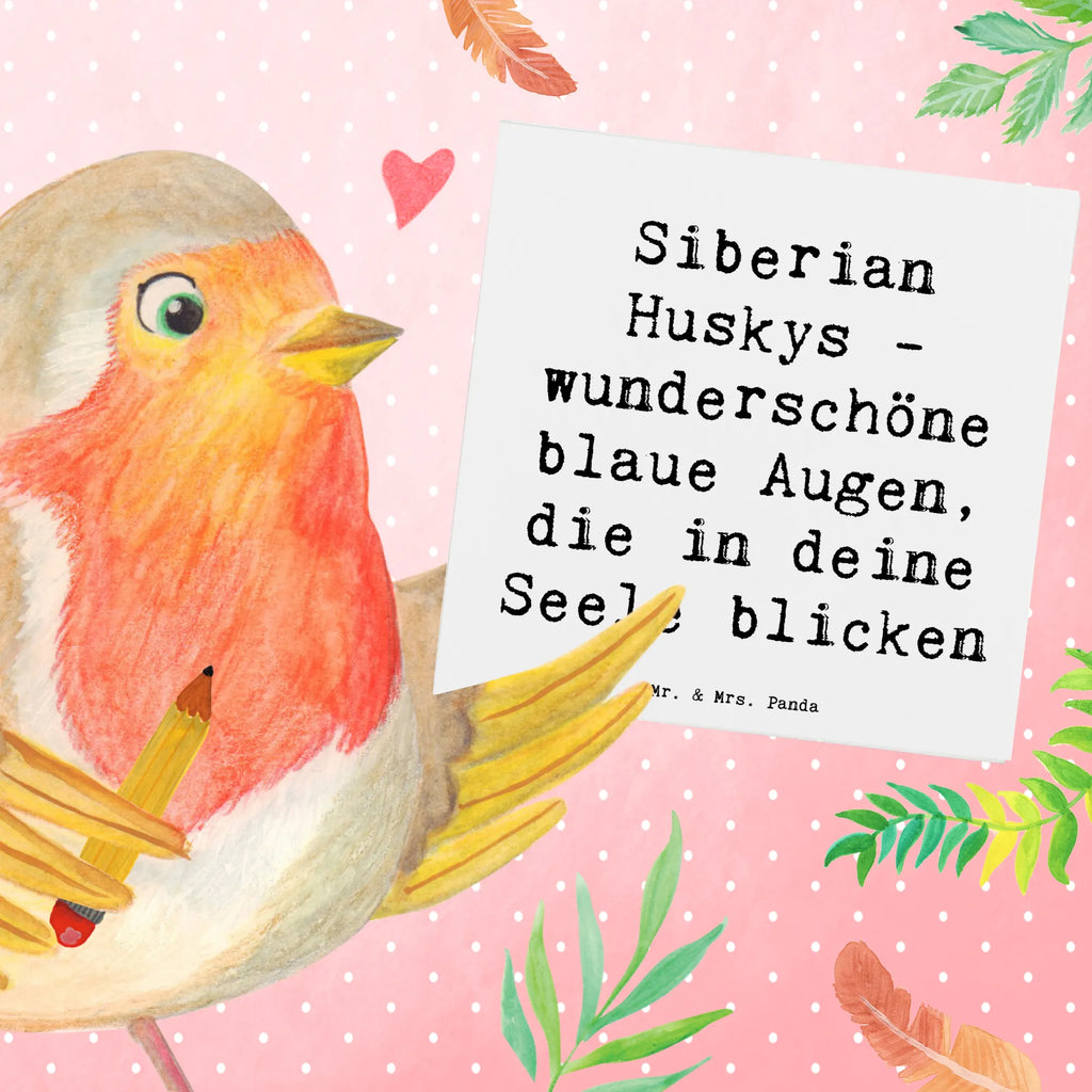 Deluxe Card Saying Siberian Huskys - wunderschöne blaue Augen, die in deine Seele blicken Grußkarte, Hochwertige Klappkarte, Geburtstagskarte, Hochzeitskarte, Hochwertige Grußkarte, Einladungskarte, Karte, Klappkarte, Glückwunschkarte, Hund, Hunderasse, Rassehund, Hundebesitzer, Geschenk, Tierfreund, Schenken, Welpe