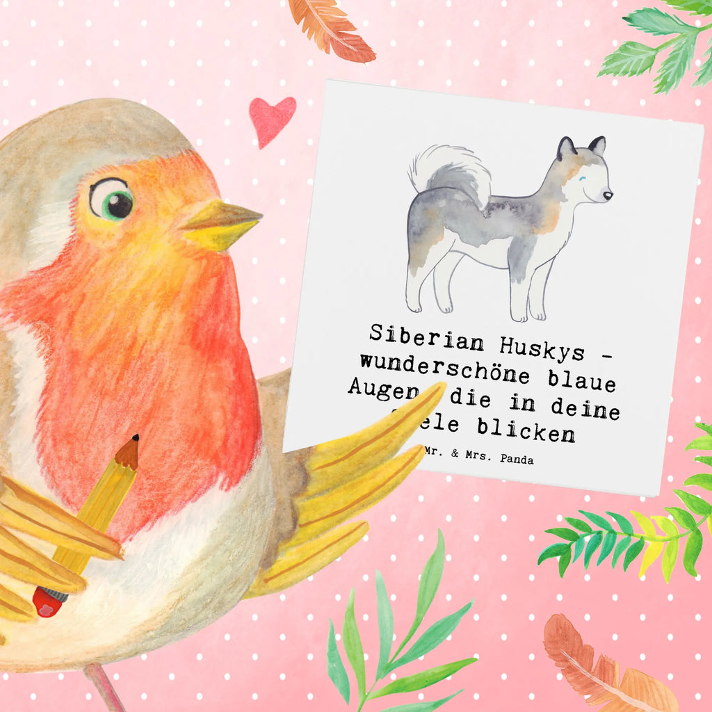 Deluxe Card Siberian Huskys - wunderschöne blaue Augen, die in deine Seele blicken Grußkarte, Einladungskarte, Klappkarte, Hochwertige Grußkarte, Hochzeitskarte, Karte, Hochwertige Klappkarte, Glückwunschkarte, Geburtstagskarte, Hund, Hunderasse, Rassehund, Hundebesitzer, Geschenk, Tierfreund, Schenken, Welpe