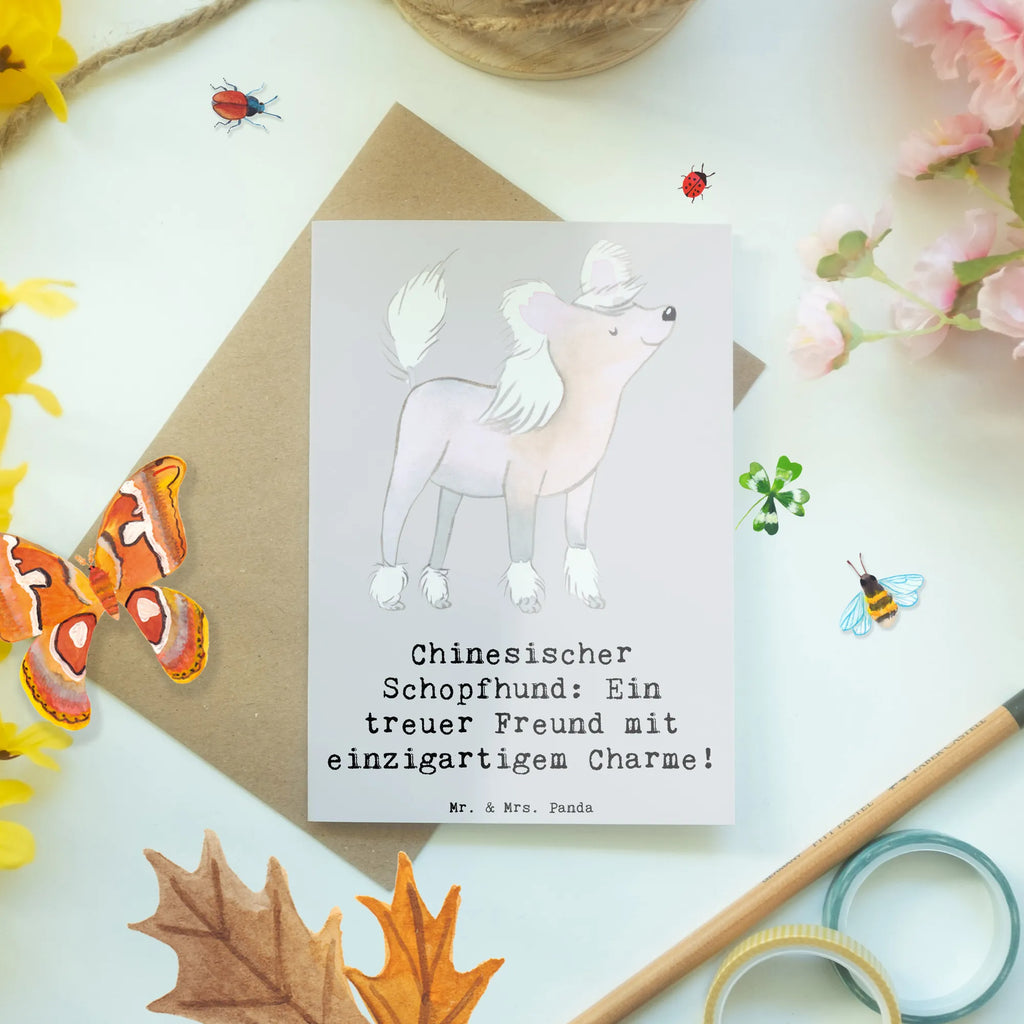Grußkarte Chinesischer Schopfhund Charme Karte, Glückwunschkarte, Einladungskarte, Ansichtskarten, Geburtstagskarte, Hochzeitskarte, Grußkarte, Klappkarte, Hund, Hunderasse, Rassehund, Hundebesitzer, Geschenk, Tierfreund, Schenken, Welpe