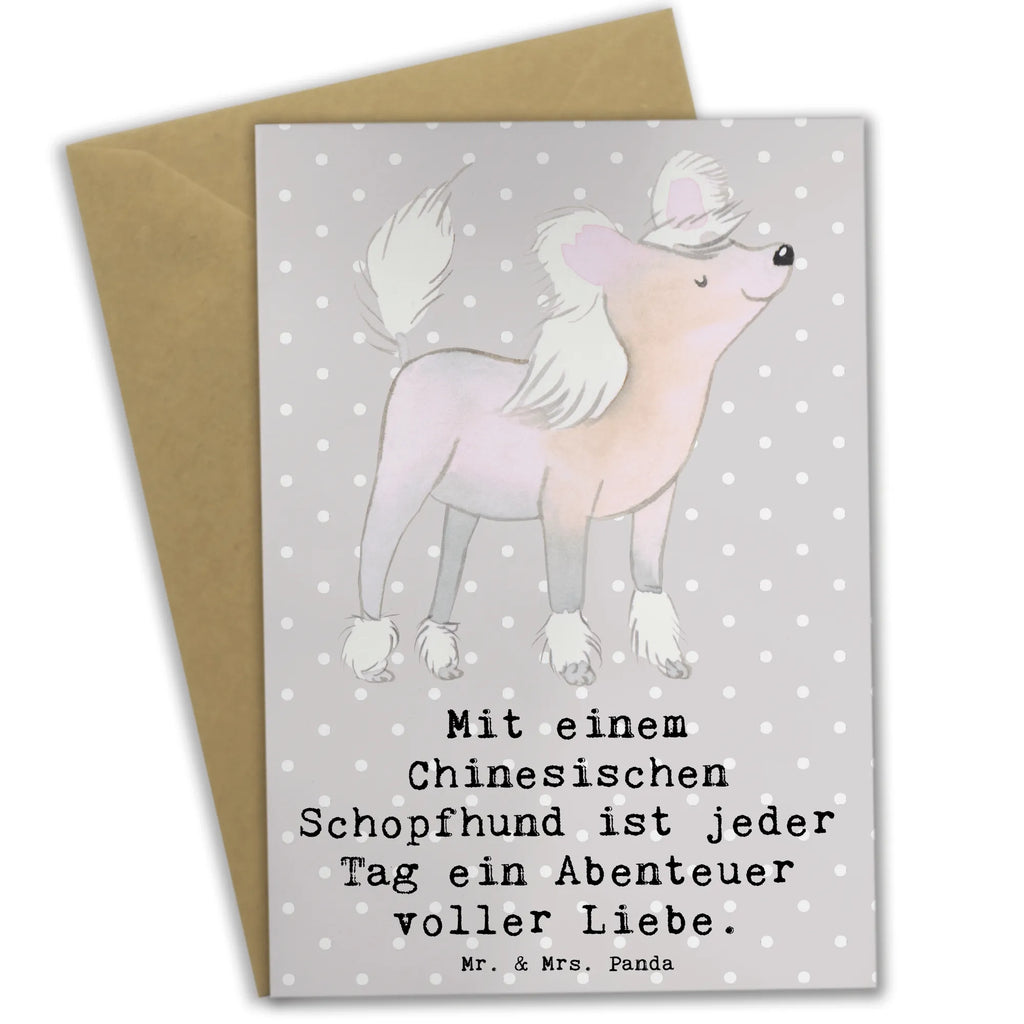 Greetings card Mit einem Chinesischen Schopfhund ist jeder Tag ein Abenteuer voller Liebe. Karte, Grußkarte, Glückwunschkarte, Geburtstagskarte, Einladungskarte, Ansichtskarten, Hochzeitskarte, Klappkarte, Hund, Hunderasse, Rassehund, Hundebesitzer, Geschenk, Tierfreund, Schenken, Welpe