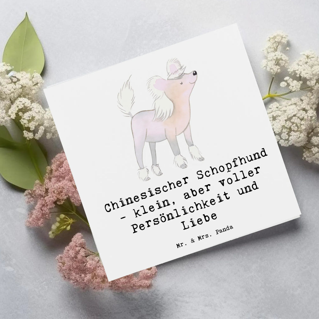 Deluxe Card Chinesischer Schopfhund - klein, aber voller Persönlichkeit und Liebe Karte, Einladungskarte, Hochwertige Klappkarte, Hochzeitskarte, Glückwunschkarte, Grußkarte, Klappkarte, Geburtstagskarte, Hochwertige Grußkarte, Hund, Hunderasse, Rassehund, Hundebesitzer, Geschenk, Tierfreund, Schenken, Welpe