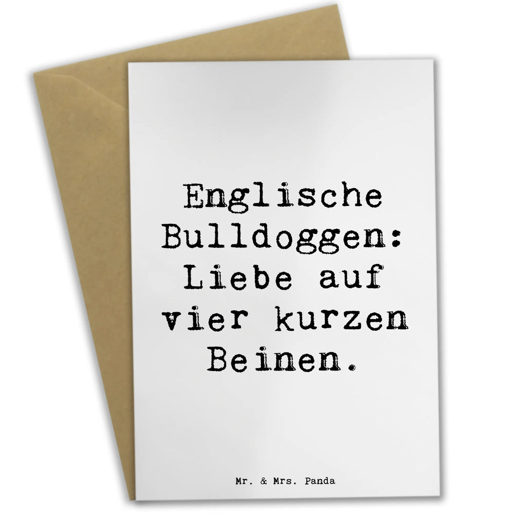 Greetings card Saying Englische Bulldoggen: Liebe auf vier kurzen Beinen. Geburtstagskarte, Hochzeitskarte, Glückwunschkarte, Ansichtskarten, Einladungskarte, Klappkarte, Karte, Grußkarte, Hund, Hunderasse, Rassehund, Hundebesitzer, Geschenk, Tierfreund, Schenken, Welpe