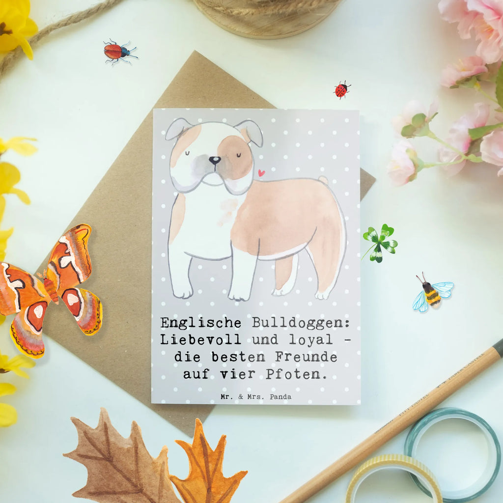 Grußkarte Englische Bulldogge Freunde Glückwunschkarte, Einladungskarte, Hochzeitskarte, Klappkarte, Geburtstagskarte, Grußkarte, Ansichtskarten, Karte, Hund, Hunderasse, Rassehund, Hundebesitzer, Geschenk, Tierfreund, Schenken, Welpe