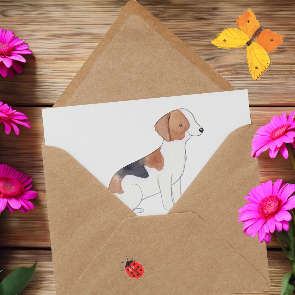 Deluxe Karte Liebevoller Foxhound Karte, Hochwertige Grußkarte, Hochwertige Klappkarte, Klappkarte, Einladungskarte, Hochzeitskarte, Grußkarte, Glückwunschkarte, Geburtstagskarte, Hund, Hunderasse, Rassehund, Hundebesitzer, Geschenk, Tierfreund, Schenken, Welpe