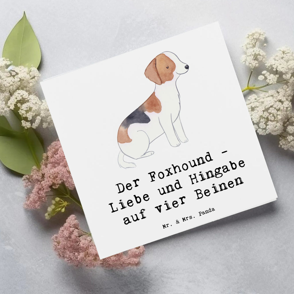 Deluxe Karte Liebevoller Foxhound Karte, Hochwertige Grußkarte, Hochwertige Klappkarte, Klappkarte, Einladungskarte, Hochzeitskarte, Grußkarte, Glückwunschkarte, Geburtstagskarte, Hund, Hunderasse, Rassehund, Hundebesitzer, Geschenk, Tierfreund, Schenken, Welpe
