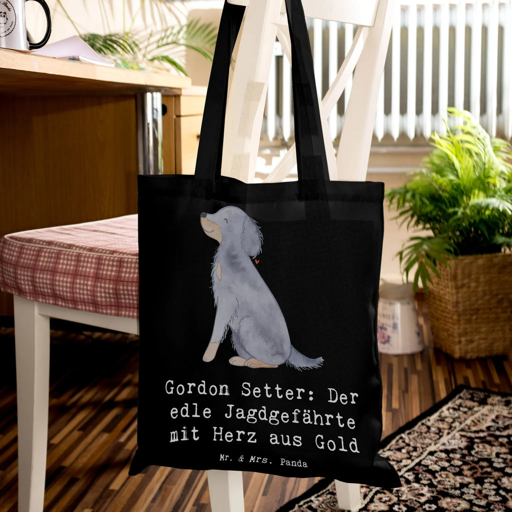 Tragetasche Gordon Setter Jutetasche, Beuteltasche, Schultertasche, Shopper, Umhängetasche, Jutebeutel, Einkaufstüte, Einkaufstasche, Tasche, Strandtasche, Stofftasche, Badetasche, Stoffbeutel, Laptoptasche, Beutel, Tragetasche, Hund, Hunderasse, Rassehund, Hundebesitzer, Geschenk, Tierfreund, Schenken, Welpe
