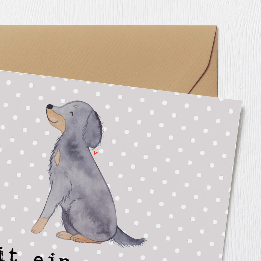 Deluxe Karte Gordon Setter Abenteuer Hochwertige Grußkarte, Glückwunschkarte, Karte, Geburtstagskarte, Hochzeitskarte, Einladungskarte, Hochwertige Klappkarte, Grußkarte, Klappkarte, Hund, Hunderasse, Rassehund, Hundebesitzer, Geschenk, Tierfreund, Schenken, Welpe