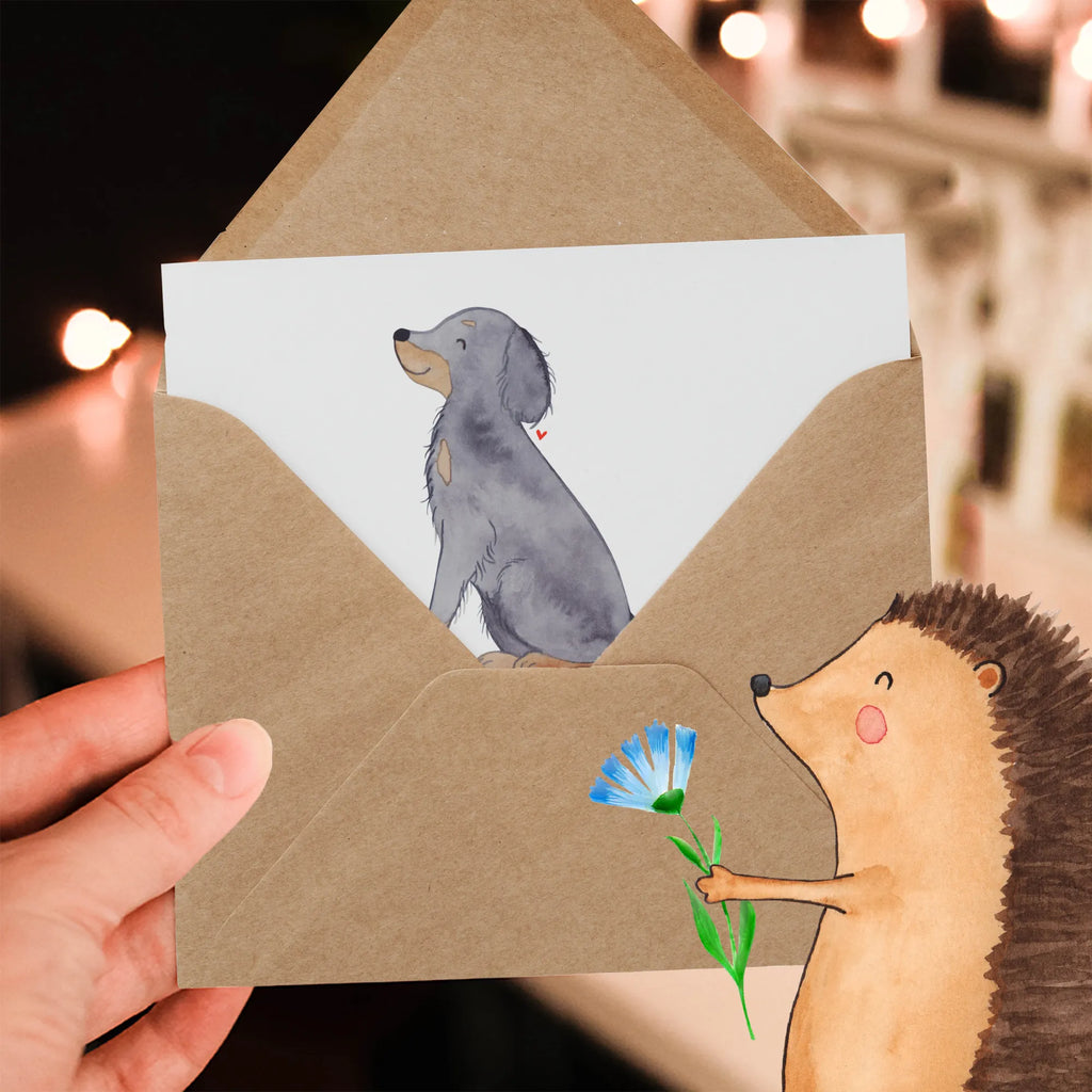 Deluxe Card Gordon Setter: Der edle Jagdgefährte mit Herz aus Gold Hochwertige Klappkarte, Klappkarte, Karte, Glückwunschkarte, Einladungskarte, Geburtstagskarte, Hochwertige Grußkarte, Hochzeitskarte, Grußkarte, Hund, Hunderasse, Rassehund, Hundebesitzer, Geschenk, Tierfreund, Schenken, Welpe