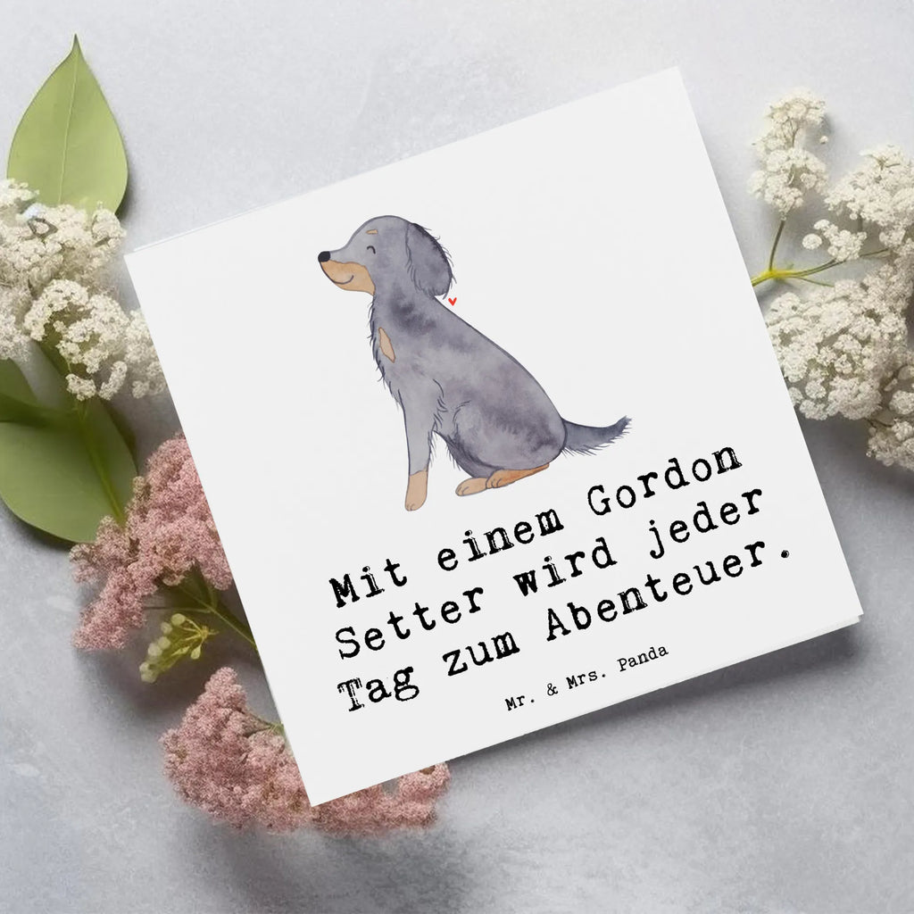 Deluxe Karte Gordon Setter Abenteuer Hochwertige Grußkarte, Glückwunschkarte, Karte, Geburtstagskarte, Hochzeitskarte, Einladungskarte, Hochwertige Klappkarte, Grußkarte, Klappkarte, Hund, Hunderasse, Rassehund, Hundebesitzer, Geschenk, Tierfreund, Schenken, Welpe