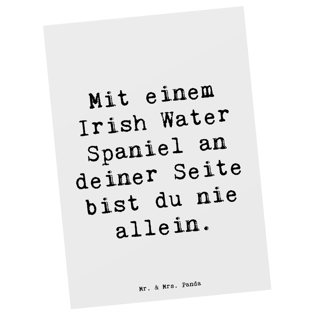 Postcard Saying Mit einem Irish Water Spaniel an deiner Seite bist du nie allein. Karte, Dankeskarte, Einladungskarten Geburtstag, Postkarte, Ansichtskarte, Einladungskarte, Ansichtskarten, Einladung Geburtstag, Einladung, Grußkarte, Geburtstagskarte, Geschenkkarte, Hund, Hunderasse, Rassehund, Hundebesitzer, Geschenk, Tierfreund, Schenken, Welpe