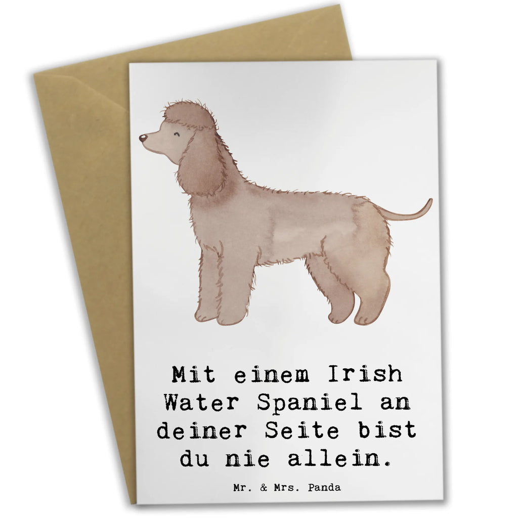 Greetings card Mit einem Irish Water Spaniel an deiner Seite bist du nie allein. Geburtstagskarte, Ansichtskarten, Einladungskarte, Karte, Glückwunschkarte, Grußkarte, Hochzeitskarte, Klappkarte, Hund, Hunderasse, Rassehund, Hundebesitzer, Geschenk, Tierfreund, Schenken, Welpe