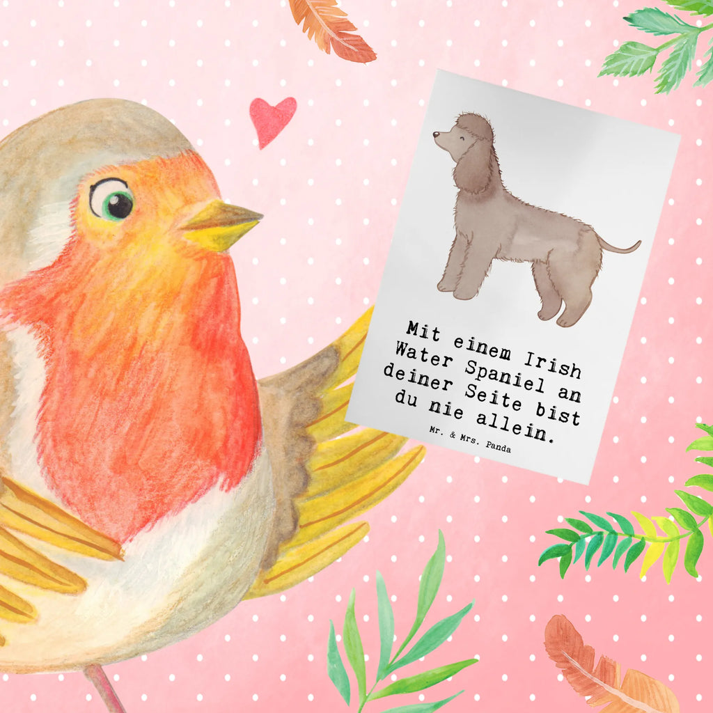 Greetings card Mit einem Irish Water Spaniel an deiner Seite bist du nie allein. Geburtstagskarte, Ansichtskarten, Einladungskarte, Karte, Glückwunschkarte, Grußkarte, Hochzeitskarte, Klappkarte, Hund, Hunderasse, Rassehund, Hundebesitzer, Geschenk, Tierfreund, Schenken, Welpe