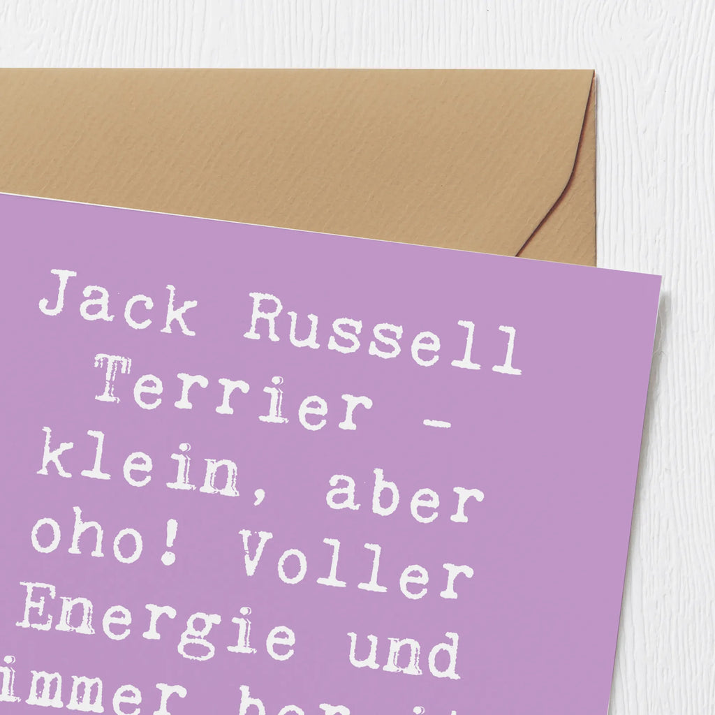 Deluxe Card Saying Jack Russell Terrier - klein, aber oho! Voller Energie und immer bereit für neue Abenteuer. Hochwertige Grußkarte, Hochwertige Klappkarte, Einladungskarte, Karte, Klappkarte, Grußkarte, Glückwunschkarte, Hochzeitskarte, Geburtstagskarte, Hund, Hunderasse, Rassehund, Hundebesitzer, Geschenk, Tierfreund, Schenken, Welpe