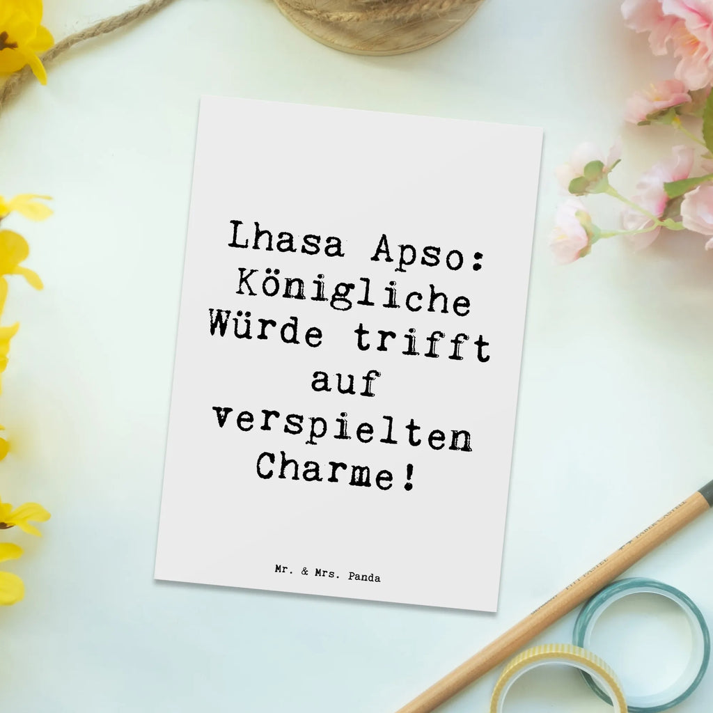 Postkarte Spruch Lhasa Apso Charme Geschenkkarte, Einladung, Ansichtskarten, Geburtstagskarte, Karte, Einladungskarte, Grußkarte, Dankeskarte, Einladung Geburtstag, Einladungskarten Geburtstag, Postkarte, Ansichtskarte, Hund, Hunderasse, Rassehund, Hundebesitzer, Geschenk, Tierfreund, Schenken, Welpe